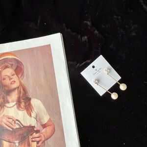 BNWT Kate Spade Elegant Crystal Ball Pearl Long Drop Earrings